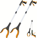 Grabber Reacher Tool - 32” Extra Long Foldable Gripper and Reaching Tool - Heavy Duty Pick Up Stick Grabbers for Seniors, Trash, Surgery Recovery Must Haves Gifts (Orange*2pc)