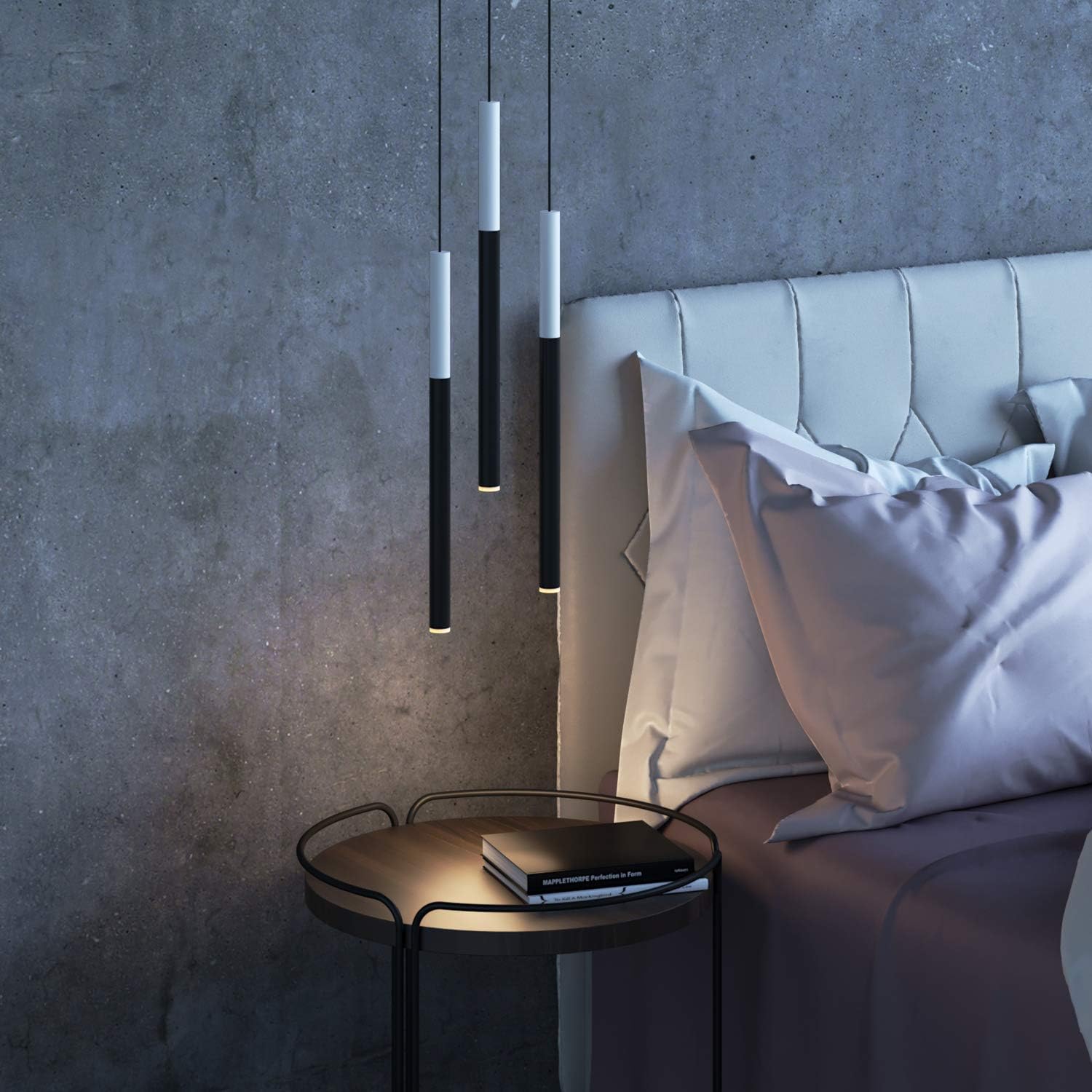 ALTAIR 3 Mini Pendant Lighting White-Black - LED Hanging Light Fixture for Kitchen Island, Bar, Foyer - Cluster Pendants - Dimmable, Adjustable Wire, Lamp Bulb Included