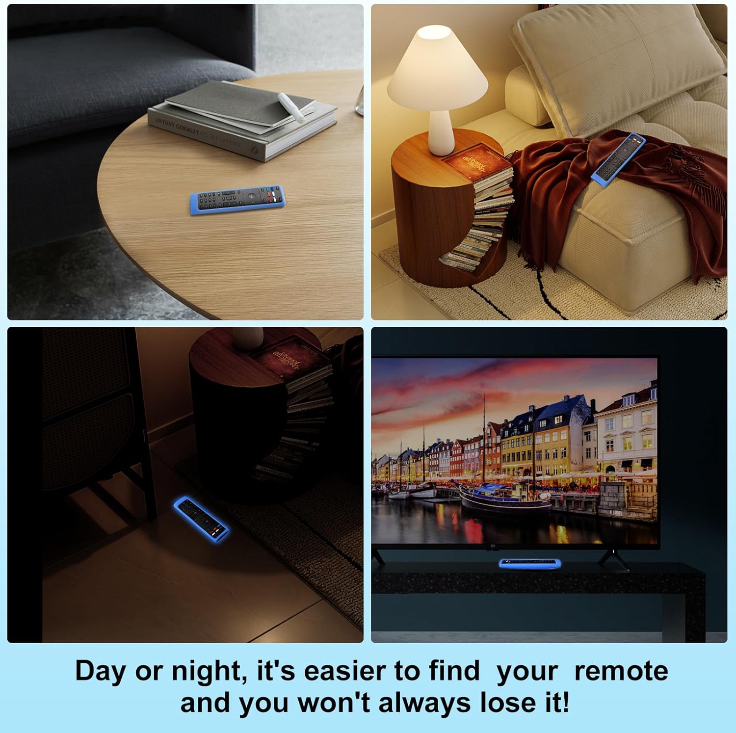 Cover-for-Vizio-Smart-TV-Remote Silicone Case XRT136/ XRT140 (Glow Blue)