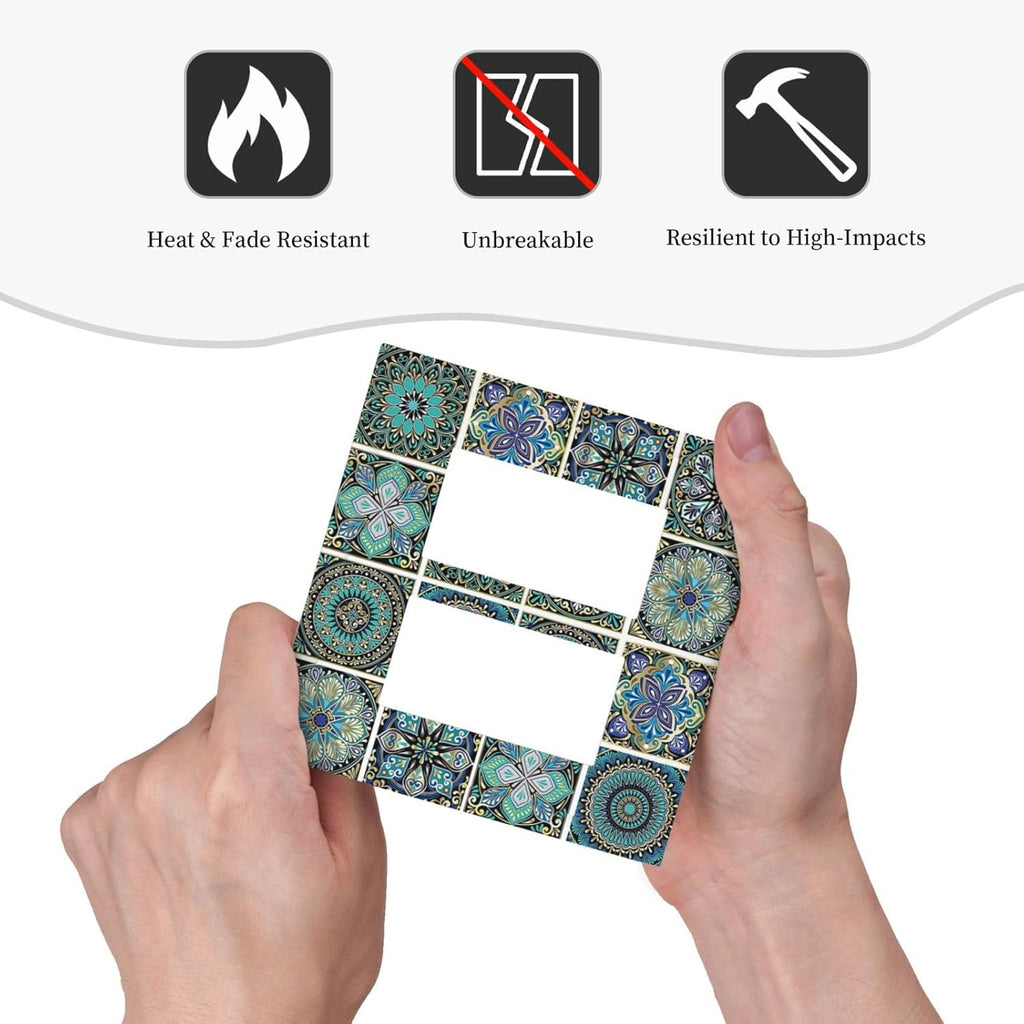 Decorative Outlet Covers Mandala Decorative Rustic Vintage Turquoise Pattern 2 Gang Double GFCI Rocker Electrical Wall Panels Light Switch Cover Plate for Bedroom Bathroom Decor