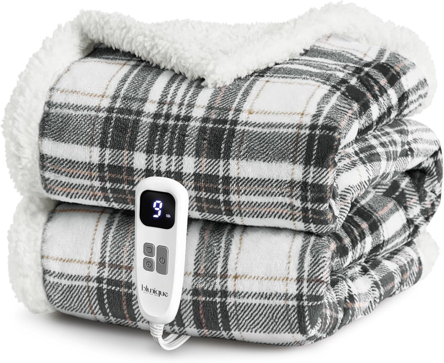 Christmas Heated Blanket Electric Throw-50''x60''Ultra Soft Cozy Plaid Flannel Fast Heating Electric Blanket with 10 Heat Levels & 10 Hrs Auto Off, ETL Certified, Keep Warm in Home Office