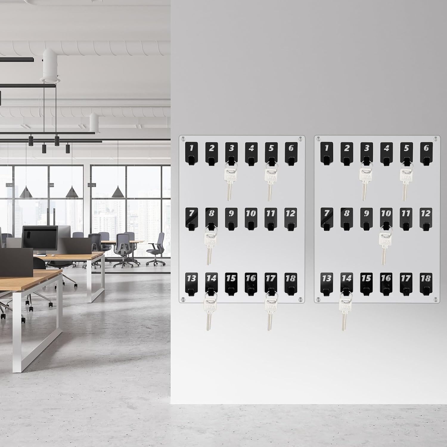 Acrylic Key Board with 18 No. Hooks Wall Mount Key Rack Holder Hanger Storage Collection for School, Garage, Car Dealer, Office, Hotel, Real Estate(Transparent)