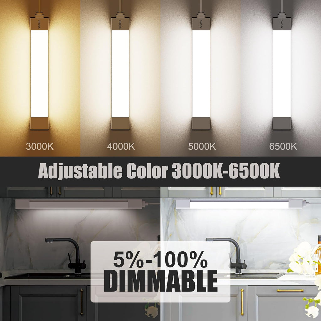 Under Cabinet Lights with Plug. 3000K-6500K Dimming and Color. with Wireless Control Panel and Remote Control.15W 1500LM for Garage, Kitchen, Bathroom, Closet, Office (16 inch)