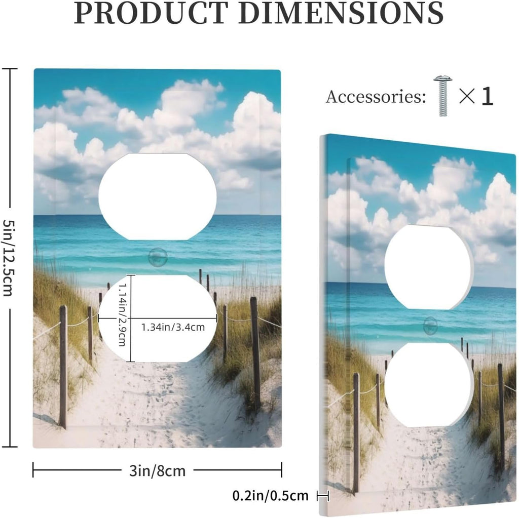 Decorative Outlet Covers Coastal Beach Ocean Seaside View 1 Gang Duplex Light Switch Cover Plate Unique Wall Plates for Electrical Outlets Switch Plate Covers for Bedroom Home Decor