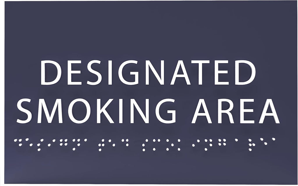6" X4" Designated Smoking Area Sign - ADA Compliant Tactile Graphics Grade 2 Braille Text | Smoking Permitted Wall Signs for Offices, Private Businesses, Schools, and Restaurants