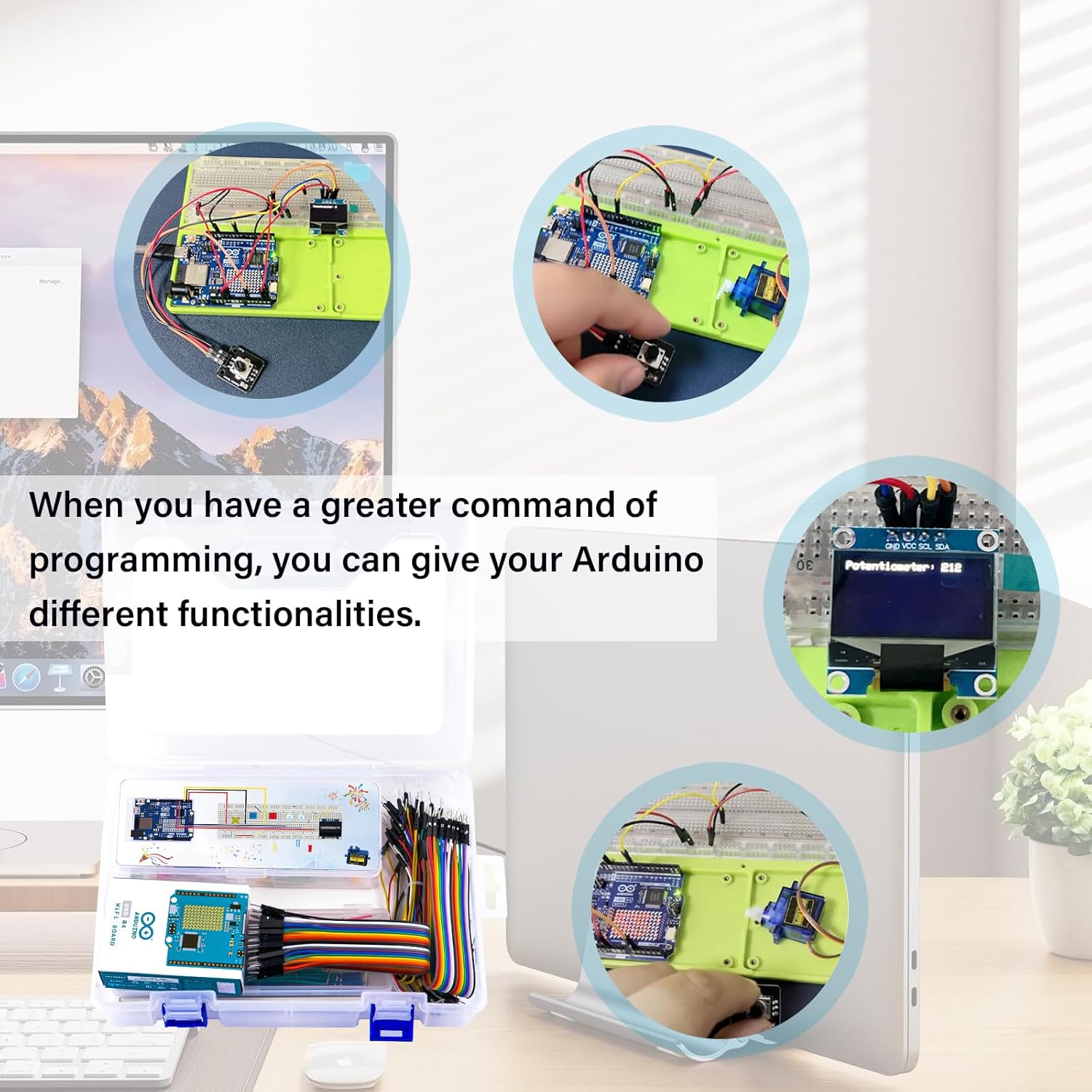 GeeekPi Starter Kit for Arduino UNO R4 WiFi, UNO R4 WiFi Board with Tutorial for Programming & 78PCS Components for Beginners & Engineers