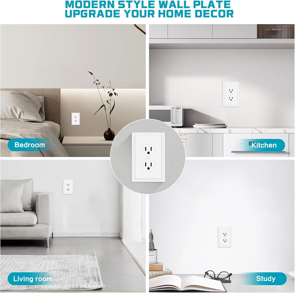 Outlet Covers Wall Plate Electrical Outlet Cover Plates Dual Receptacle Outlet Faceplate for Light Switches, Smart Switch, GFCI, Dimmers, Receptacle, USB Outlet (40 Pack, 1-Gang 4.88X3.18 Inch)