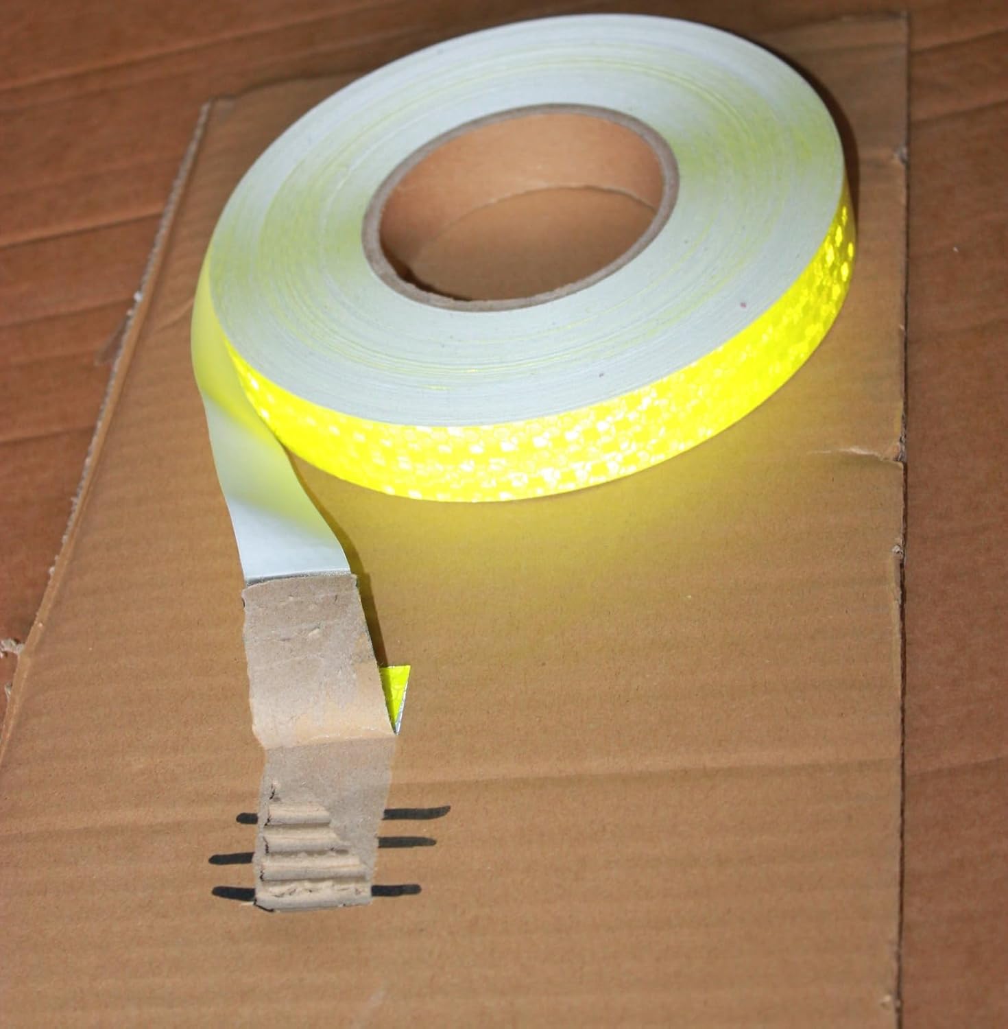 Fluorescent Yellow Reflective Tape Outdoor Waterproof 1 inch Wide, High Visibility Warning Safety Industrial Marking Tape (168 feet)