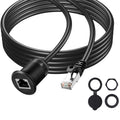 Cat6 RJ45 Panel Mount Extender Cable Male to Female CAT6 Ethernet LAN Cable Threaded Fixed for Car Motorcycle Truck Boat Dashboard Panel Flush Mount Waterproof Dustproof (1.5M/4.9Ft)