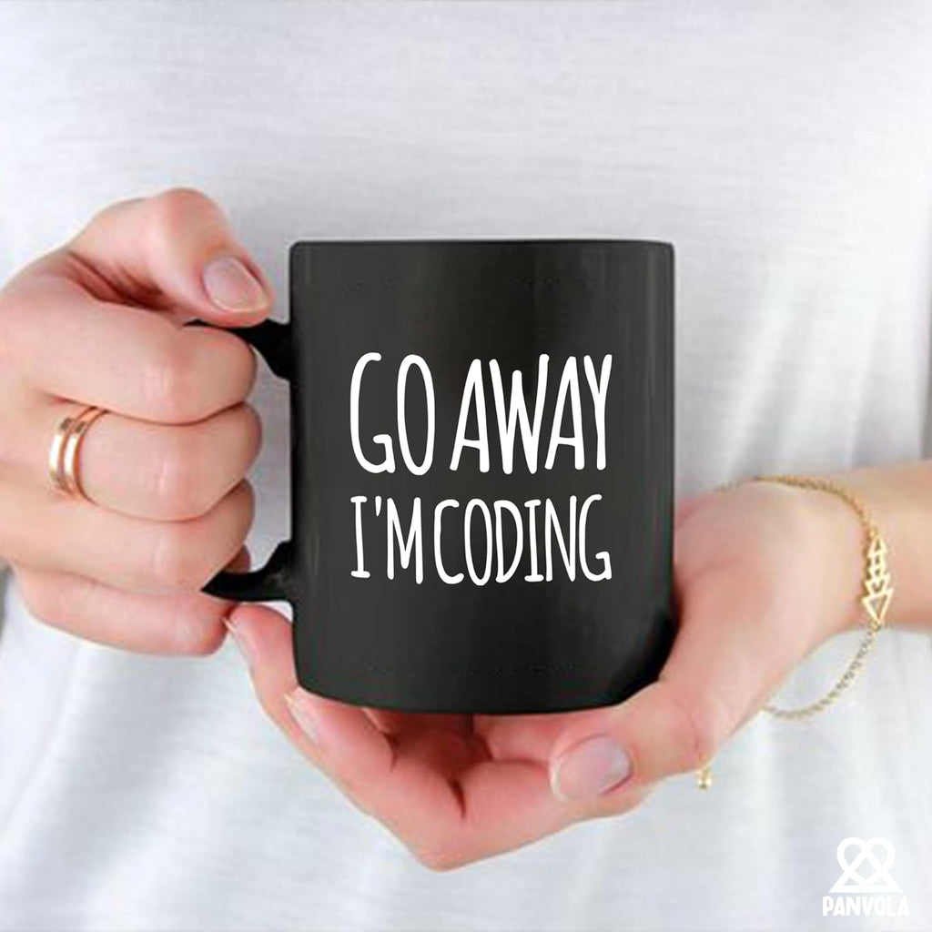Go Away I'm Coding Coder Computer Programming Programmer Student Graduation Birthday Valentines Christmas Drinkware Novelty Coffee Ceramic Mug 11 oz Black