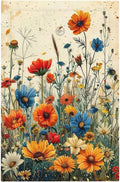 Light Switch Cover Plate Colorful Flowers Wildflowers Plants Orange Yellow Blue 1 Gang No Device Blank Wall Plate Electrical Outlet Cover Decorative Switch Plate Covers for Home Farmhouse Decor