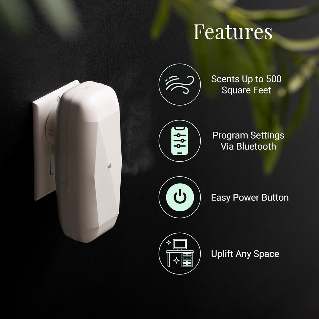 Green Tea & Lemongrass Aroma Oil & Diamond Smart Scent Air Machine - Sleek & Efficient Essential Oil Diffuser | Bluetooth App Control | Fresh Cut Pine & Fir | Refreshing Winter Forest Scent | 100mL