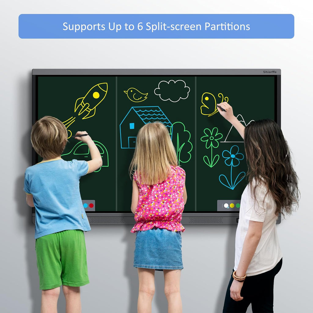 Shiarffe X5 Pro 4K 55 Inch Smart Board with Portable Stand, EDLA-Certified Digital Whiteboard, Touchscreen Interactive Display for Classroom Office Hybrid Work Home, Android OS