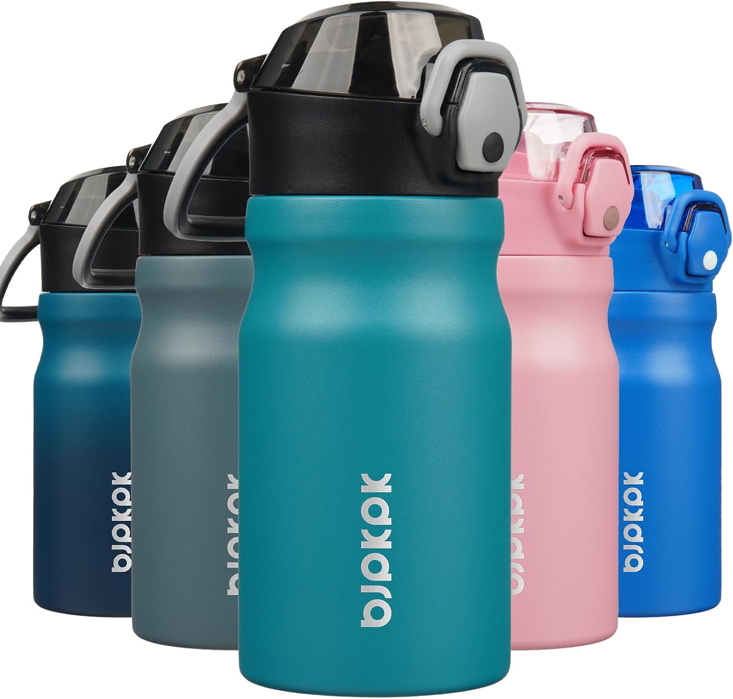 BJPKPK Stainless Steel Insulated Water Bottle with Straw Lid 14oz Reusable Metal Thermal Flask Bottles Keep Cold and Hot,Laguna