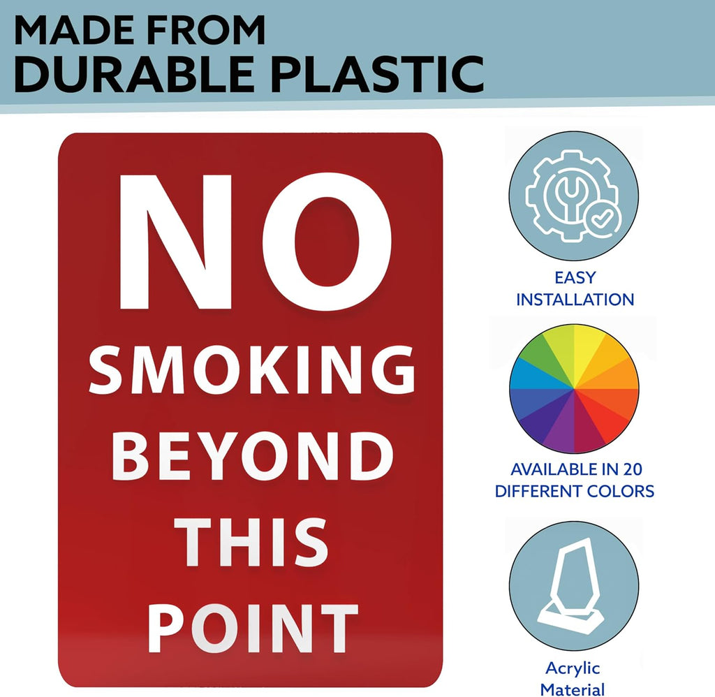 No Smoking Beyond This Point Sign - ADA Compliant Digitally Printed Text Wall Sign - Smoke-Free Area Signs for Offices, Businesses, Hotels & Restaurants - Plastic 5” x 3.5”