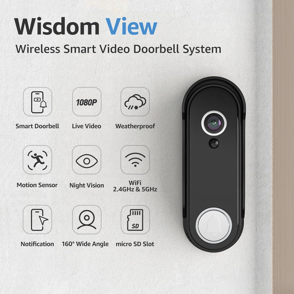 Wireless Smart Video Doorbell System,7" Touchscreen Display,1080P Video Doorbell Camera with Motion Detection,2-Way Audio,Local Storage No Subscription, Easy Install Without Wiring