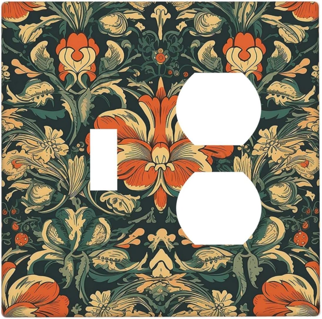 Wallplates William Morris Abstract Floral Plant Pattern Orangeyellowgreen 1 Toggle 1 Duplex Switch Plate Electrical GFCI Faceplate Decorative Light Switch Covers for Bedroom living Room