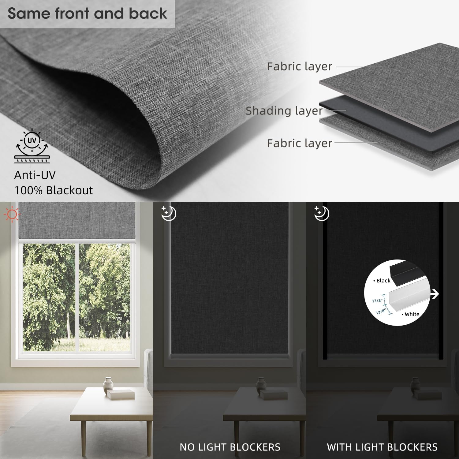 SmartWings Motorized Blinds Dual-Sided Cordless Smart Blackout Shades, Custom Size, Rechargeable Battery, Work with Matter/Apple HomeKit, Alexa, Thread/Zigbee, Remote Optional, Bouvardia Medium Grey