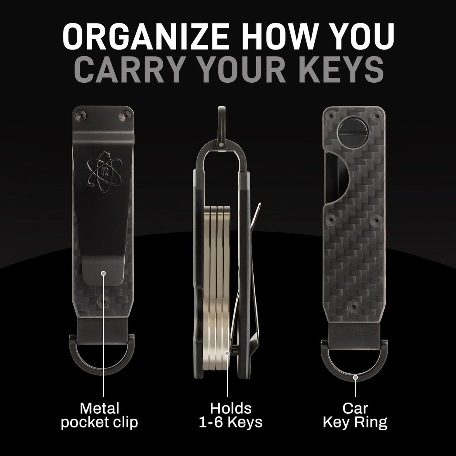 ROSSM Key Organizer - Compact Metallic Key Holder | Minimalist Innovative Keyholder | Smart Keychain Secures 2-6 Keys