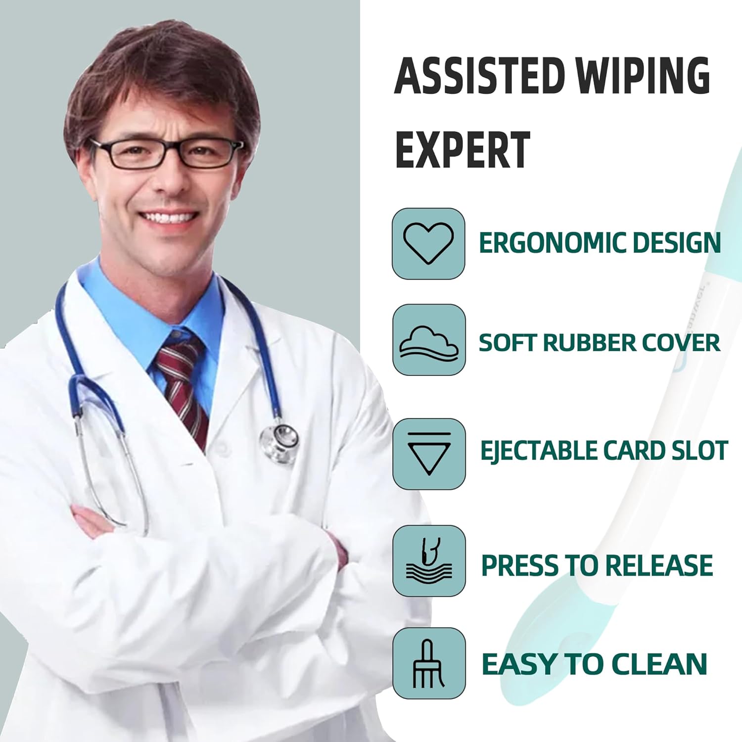 Fanwer Toilet Aids for Wiping Bottom - 15.7" Long Reach Comfort Butt Wiper Tools - Bottom Buddy Wiping aid Self Assist for Men, Women, Disabled,Elderly,Pregnant,and Back Surgery Recovery (2 Pack)