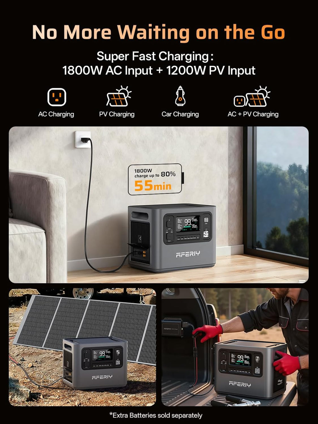 AFERIY 2800W Portable Power Station,P280 with 2pcs 400W Solar Panel,120V 2048Wh LiFePO4 Battery Backup,Solar Generator for Home Use,Outdoor Camping,Power Outage,Camping,RV,Emergencies