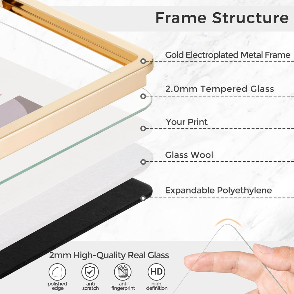 Axeman 11x14 Picture Frame-Metal Rounded Corner Frame 11x14, 11''x14''Photo Frame with Tempered Glass,Tabletop and Wall Display, One-Piece 11 By 14 Metal Picture Frame for images, Gold