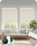 Allesin Motorized Roller Blinds – Rechargeable Smart Shades with Remote & Quiet Motor, Top/Bottom Aluminum Rails, Alexa-Compatible for Window (Custom Size, 100% Blackout Sand-Linen)