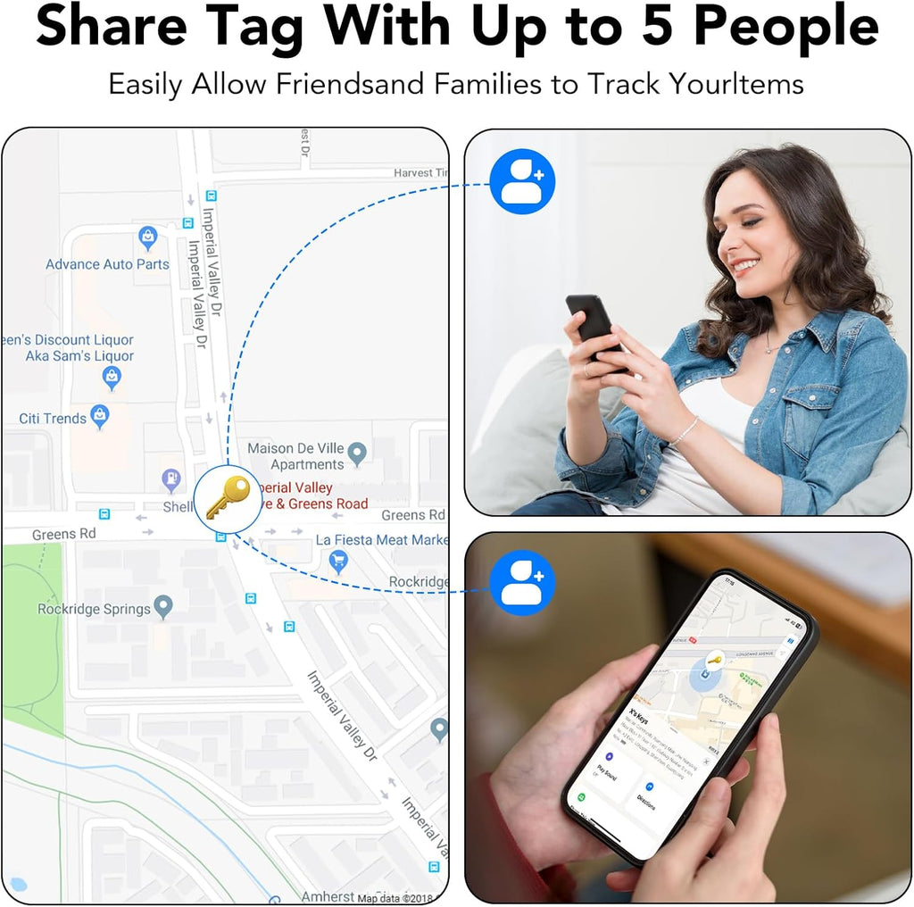 Tracker Tags-4 Pack, Bluetooth Tracker Works with Apple Find My APP (iOS Only), Keys Finder and Item Locator for Luggage, Backpack, Suitcases, Replaceable Battery, IP67 Waterproof Tracking Tag