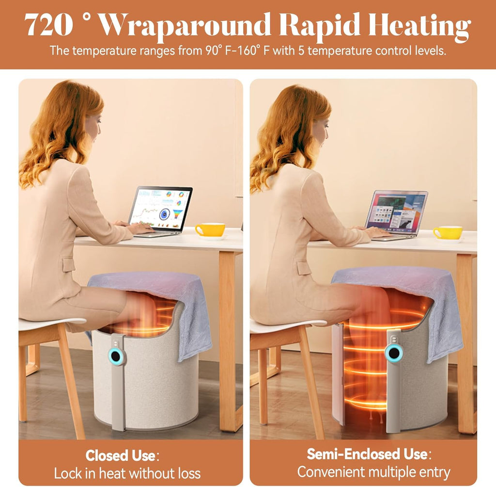 Under Desk Heater for Office & Home, Quiet Electric Foot/Leg Warmer with Heated Floor Mat, Personal Electric Panel Space Heater with Thermostat & Timer, Suitable for Birthday or Christmas Gifts