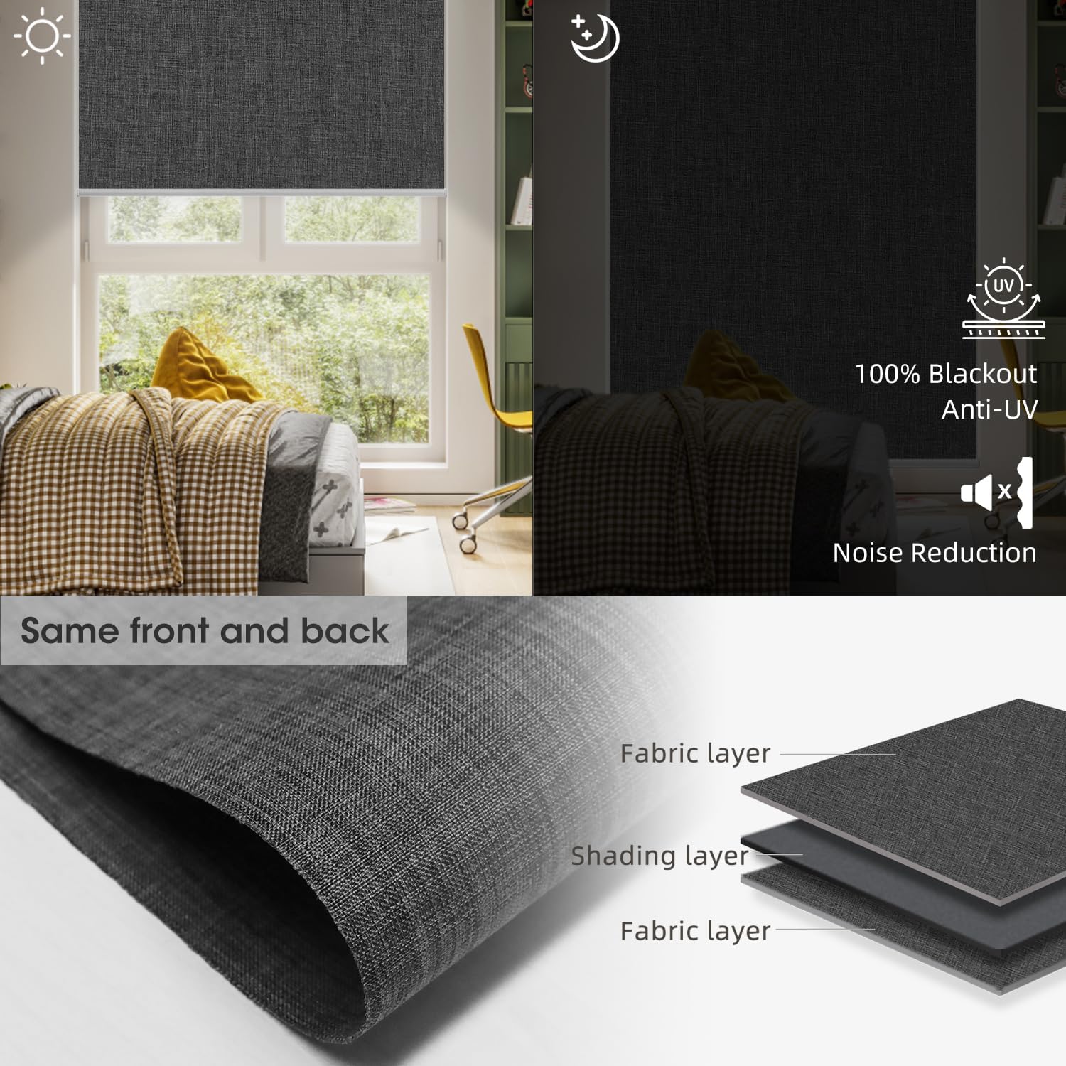 SmartWings Motorized Blinds Shades for Window Remote Control Smart Blind Shade Work with Homekit Thread Apple Z-Wave Alexa Automatic Roller Shade Blackout Customized 16"-110" W (Bouvardia Dark Grey)