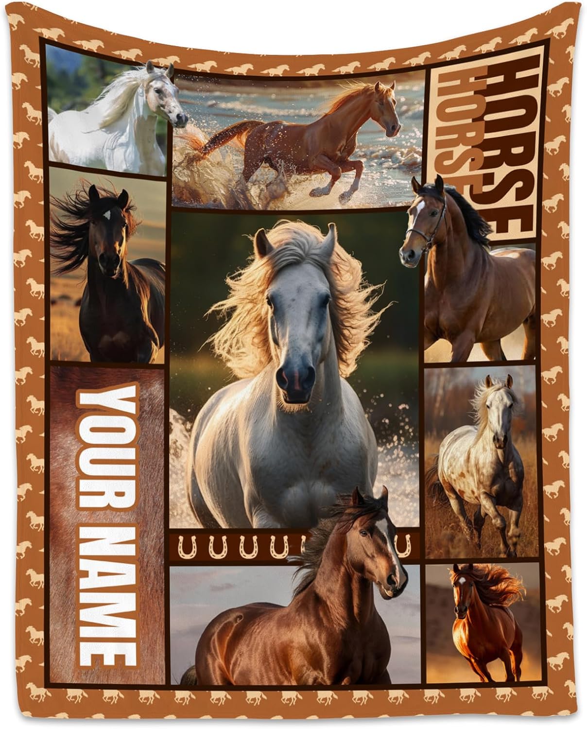 Custom Girls Blanket, Personalized Horse Gifts for Girl Ages 8-12 10-12, 50"x60" Kids Throw Blankets for Adults Women, Cowgirl Room Decor Western Throws for Animal Lovers