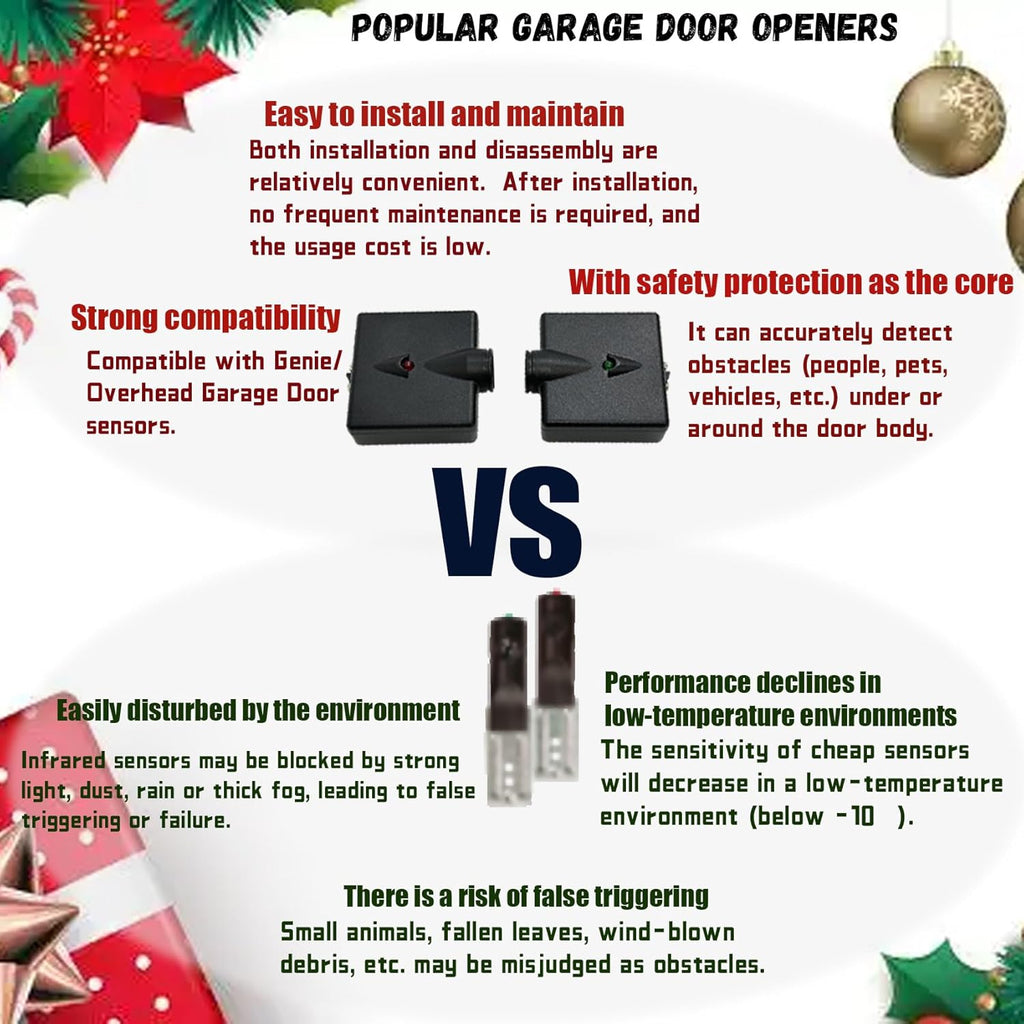 Garage Door Sensors, Replacement for Genie/Overhead Garage Door sensors, GSTB-R STB-BL Garage Sensor for Genie Garage Door Openers Manufactured After 1993. (Receiving&Sending)-Does Not Include Bracket