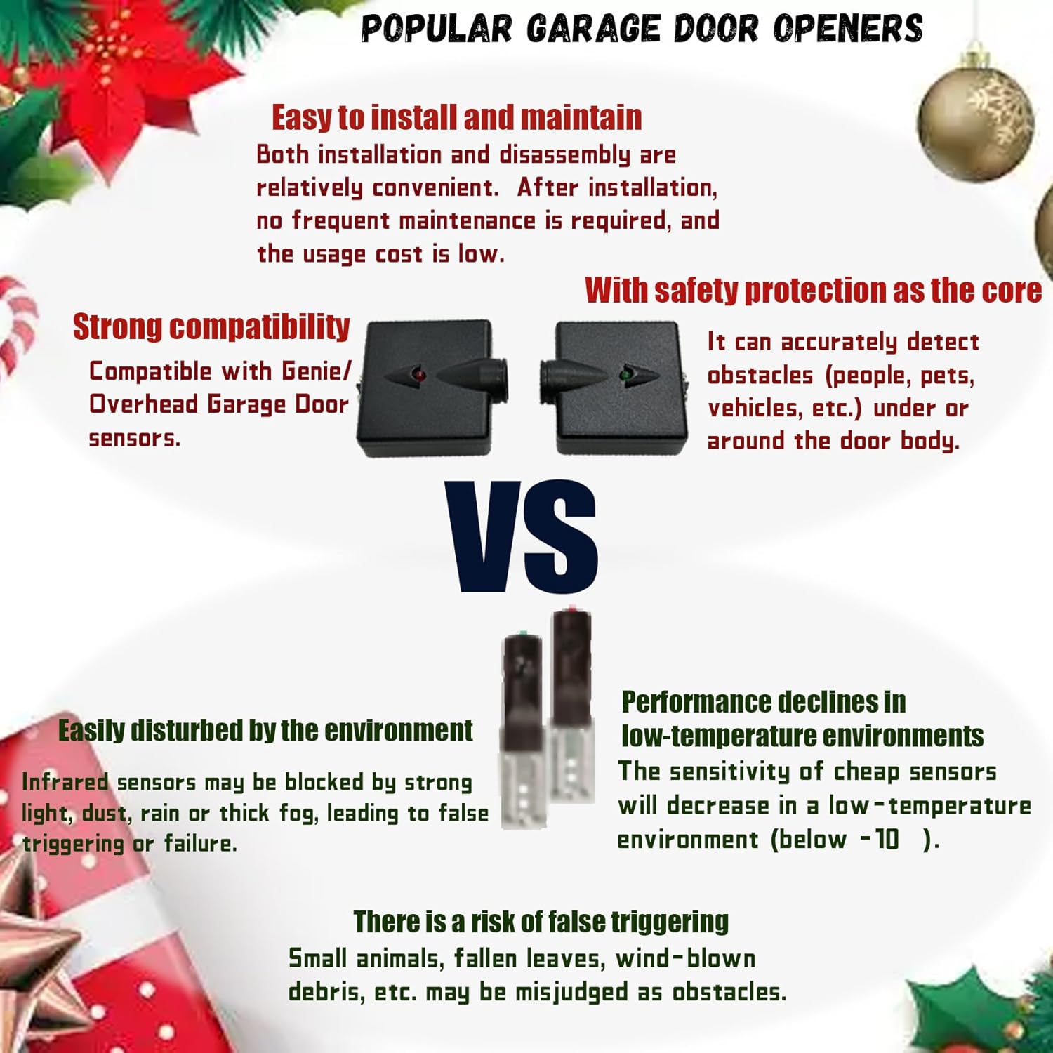 Garage Door Sensors, Replacement for Genie/Overhead Garage Door sensors, GSTB-R STB-BL Garage Sensor for Genie Garage Door Openers Manufactured After 1993. (Receiving&Sending)-Does Not Include Bracket