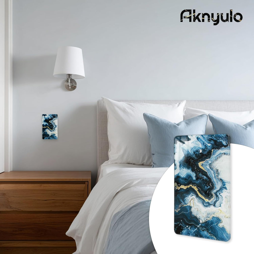 Luxurious Blue and Gold Marble Luxurious Blue and Gold Marble Acrylic Wall Plates Blank Wall Plate Light Switch Cover Plate Blank Wall Plate Decorative Acrylic Light Switch Cover