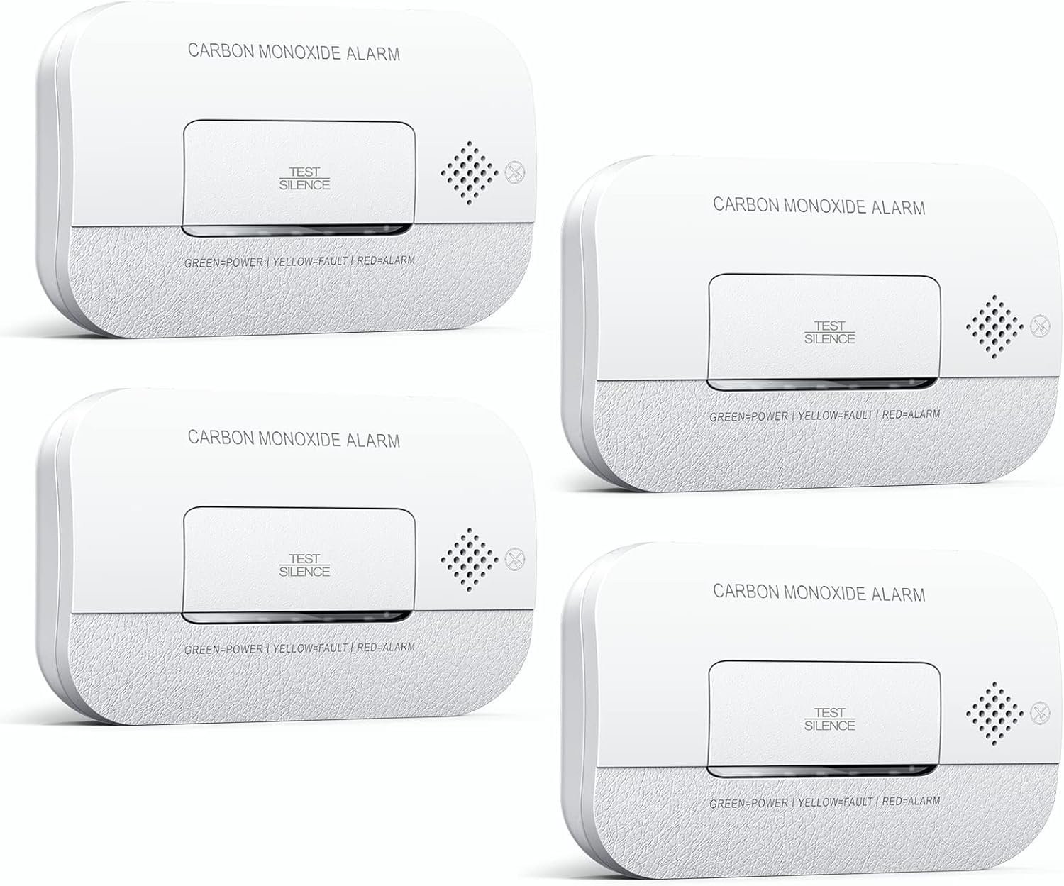 Ecoey Carbon Monoxide Detectors, 10-Year CO Detector with Human Alarm Sounds and Test Button, Carbon Monoxide Alarm with Electrochemical Technology and Low Battery Signal for Home, FJ127, 4 Packs
