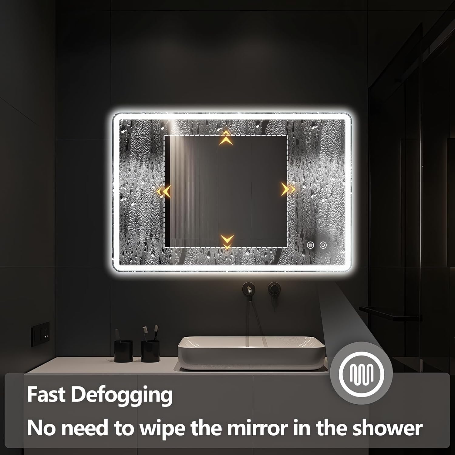 Niccy Led Mirror for Bathroom, 36"x24" Frameless Frontlit and Backlit Mirror for Wall Lighted Mirror with Bedroom 3 Color, Defogger, Explosion-Proof, HD Glass, IP65 Vanity Mirror Horizontal/Vertical