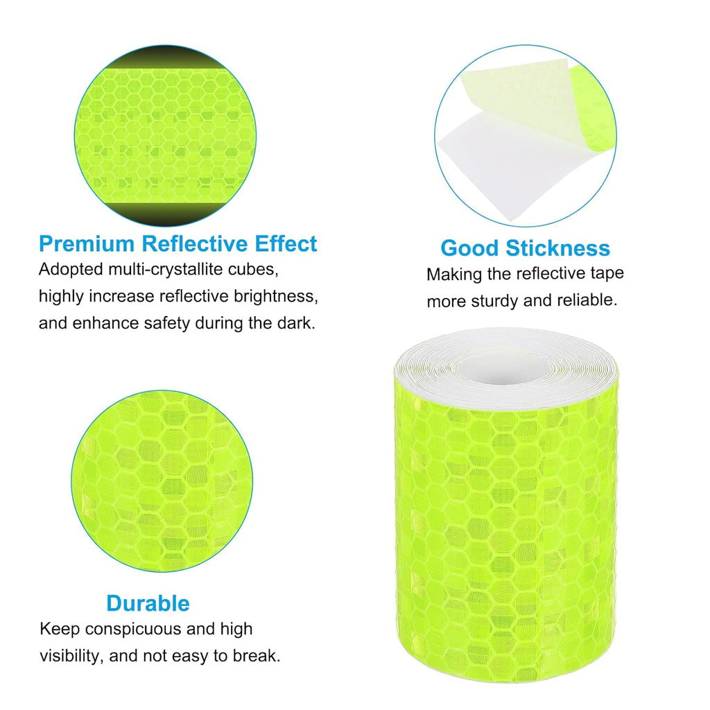 PATIKIL 2 Inch x 10 ft Reflective Tape, 1 Roll Waterproof Self Adhesive High Visibility Caution Warning Safety Tape Reflector with Scraper for Trucks Trailers Cars, Bright Green