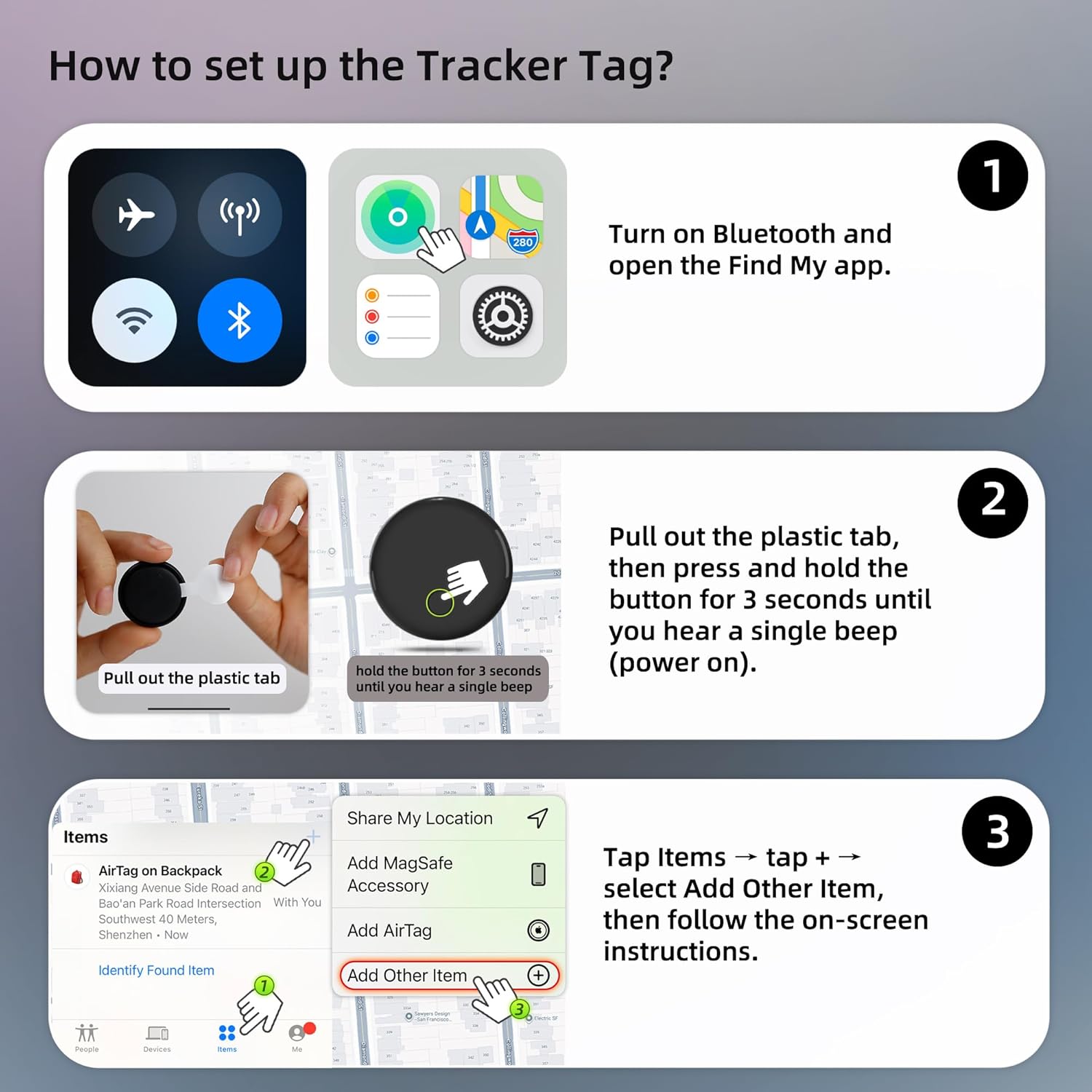 [Apple MFi Certified] iOS GPS Tracker Tag & Holder Case with Combo Cable Lock, Compatible with Apple Find My, Locking AirTag Holder for Luggage Travel Tracking, Backpack, Suitcase, Kids School Bag