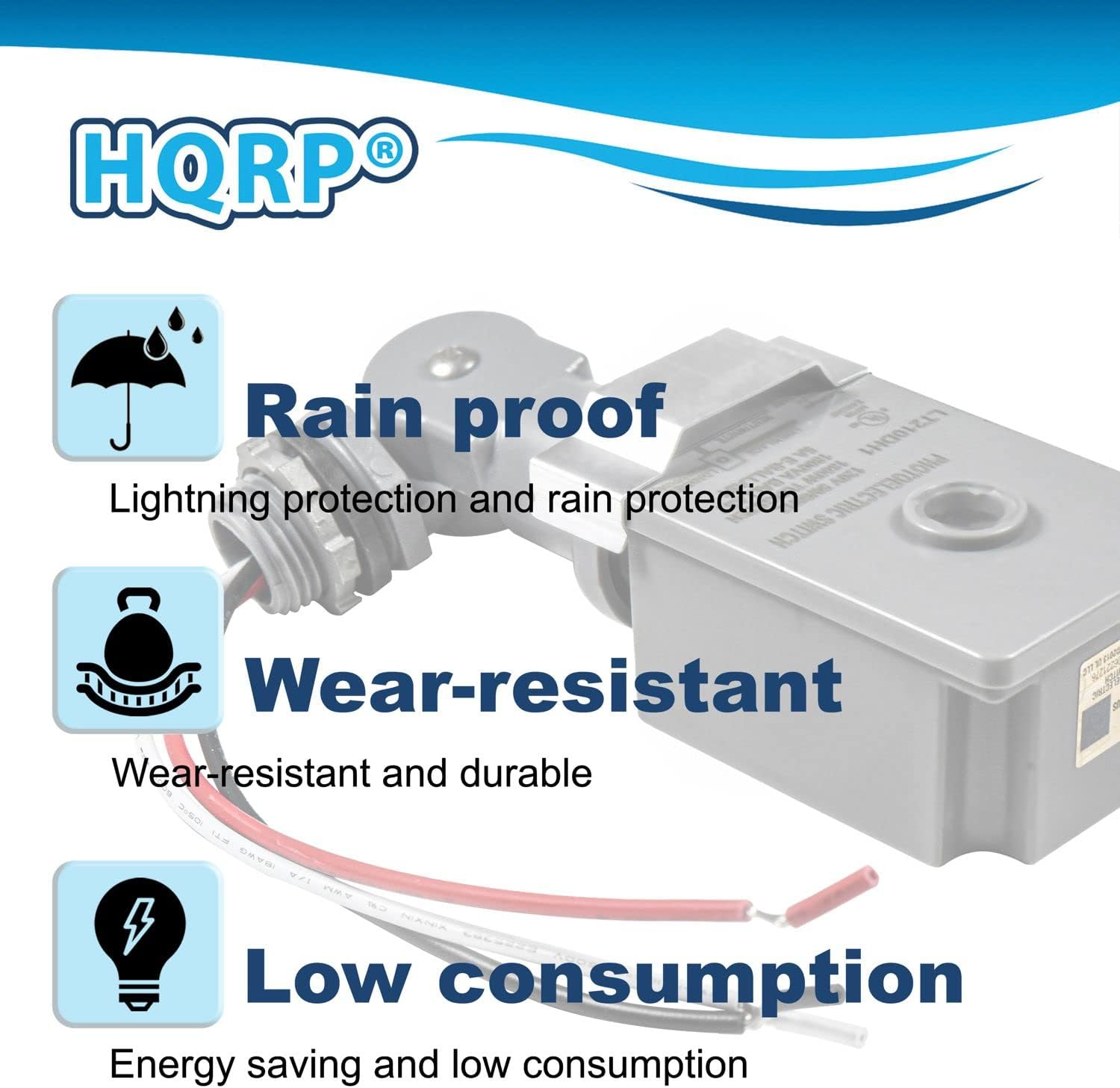 HQRP 2-Pack Photocell Thermal Type Light Sensor Stem and Swivel Mount Dusk to Dawn Hardwired Switch Photoelectric Control for Barn Lights Outdoor, Back Yard Lightening, Outdoor Lighting, etc.