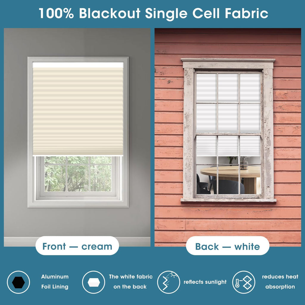 SmartWings Motorized Cellular Shades with Remote, Customized Electric Cordles Honeycomb Blinds Compatible with Alexa/Homekit/Google for Windows, 100% Blackout Single Cell Cream