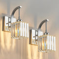 Wall Sconces, Set of 2 Chrome Crystal Vanity Lights, Modern Wall Lamp for Bathroom, Hallway, and Makeup, Easy Installation