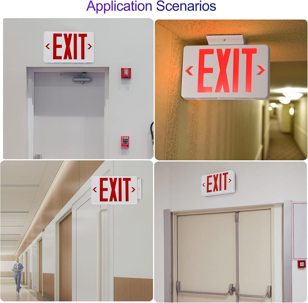 TANLUX Red Corded Exit Sign with 1.0 Meter Plug in Cord, Plug in Exit Sign with Battery Backup Lights for Business, Commerical Emergency Lighting Combo, UL Listed, AC 120/277V, Double Face