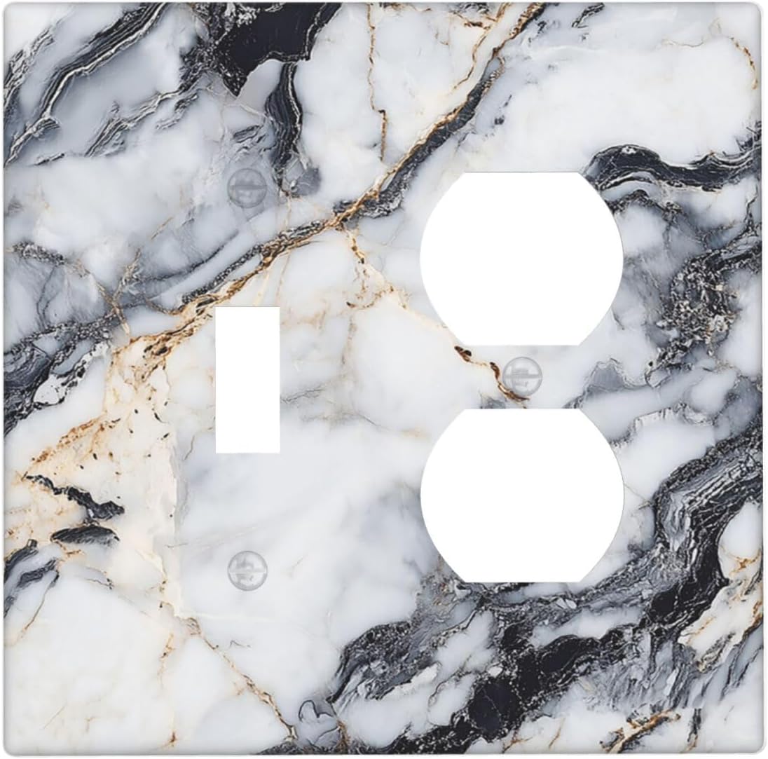 Outlet Covers Black Gold Marble Abstract Modern Luxury 1 Toggle 1 Duplex Switch Plate Covers Electrical Light Switch Cover Plate Decorative Wall Plate Socket Cover for Bedroom Home Decor