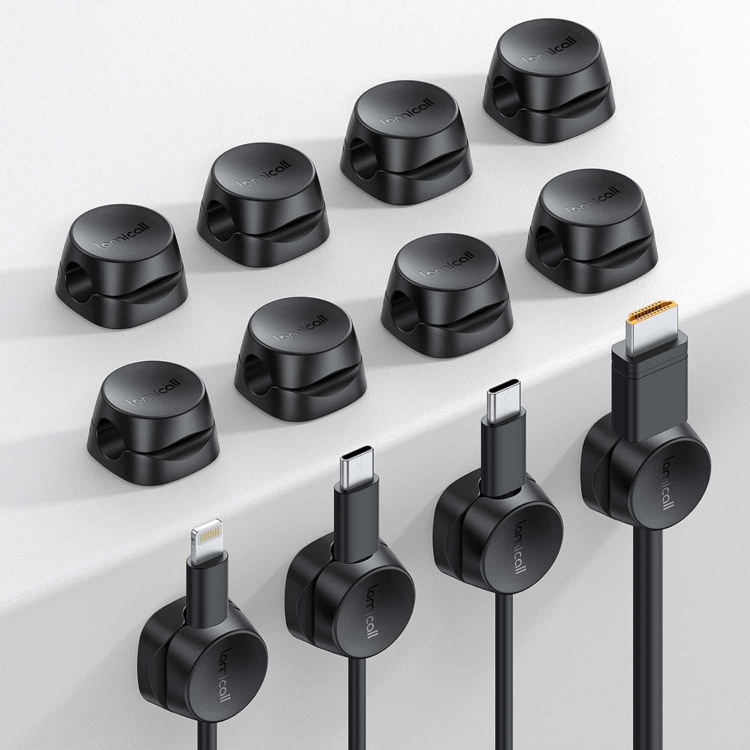 12Pack Cord Organizer Spring Clips, Office Desk Accessories - Lamicall Desk Cable Management Clips, Dorm Room Bedroom Essentials, Phone Charger Cord Holder, Wire Organizer Keeper for Nightstand