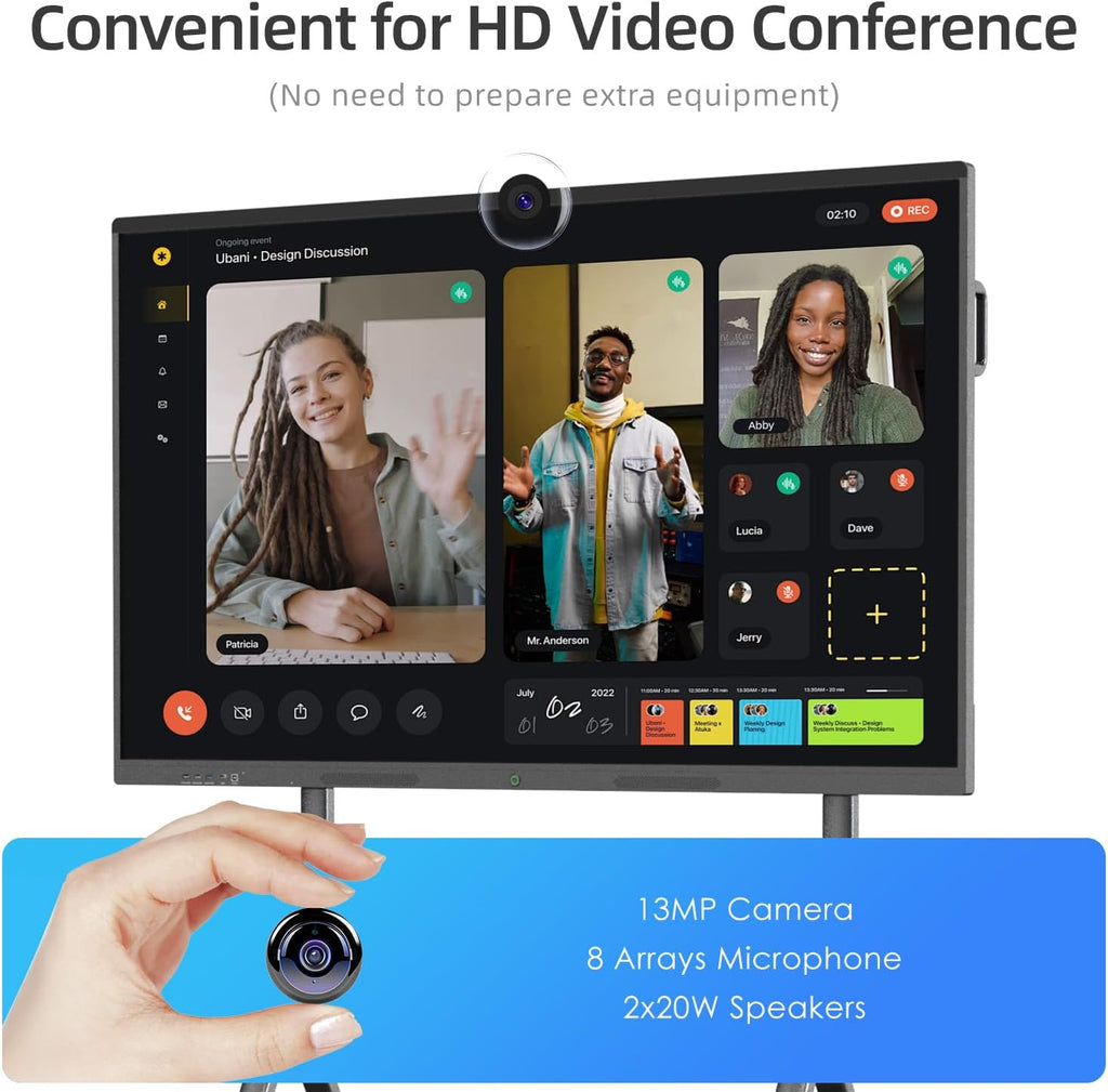 85" Smart Board, Interactive Whiteboard, 4K Electronic Board, UHD Touchscreen, Android 13, 8+128G, All in One Smartboard for Classroom Office Home (Wall Mount Included)