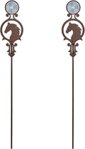 Touch of Class Pathways Reflective Driveway Marker Stake Set of Two for Outdoor Use | Horse Silhouette Design | Personalized Tall Reflector Set of 2 | Weathered Bronze Durable Finish
