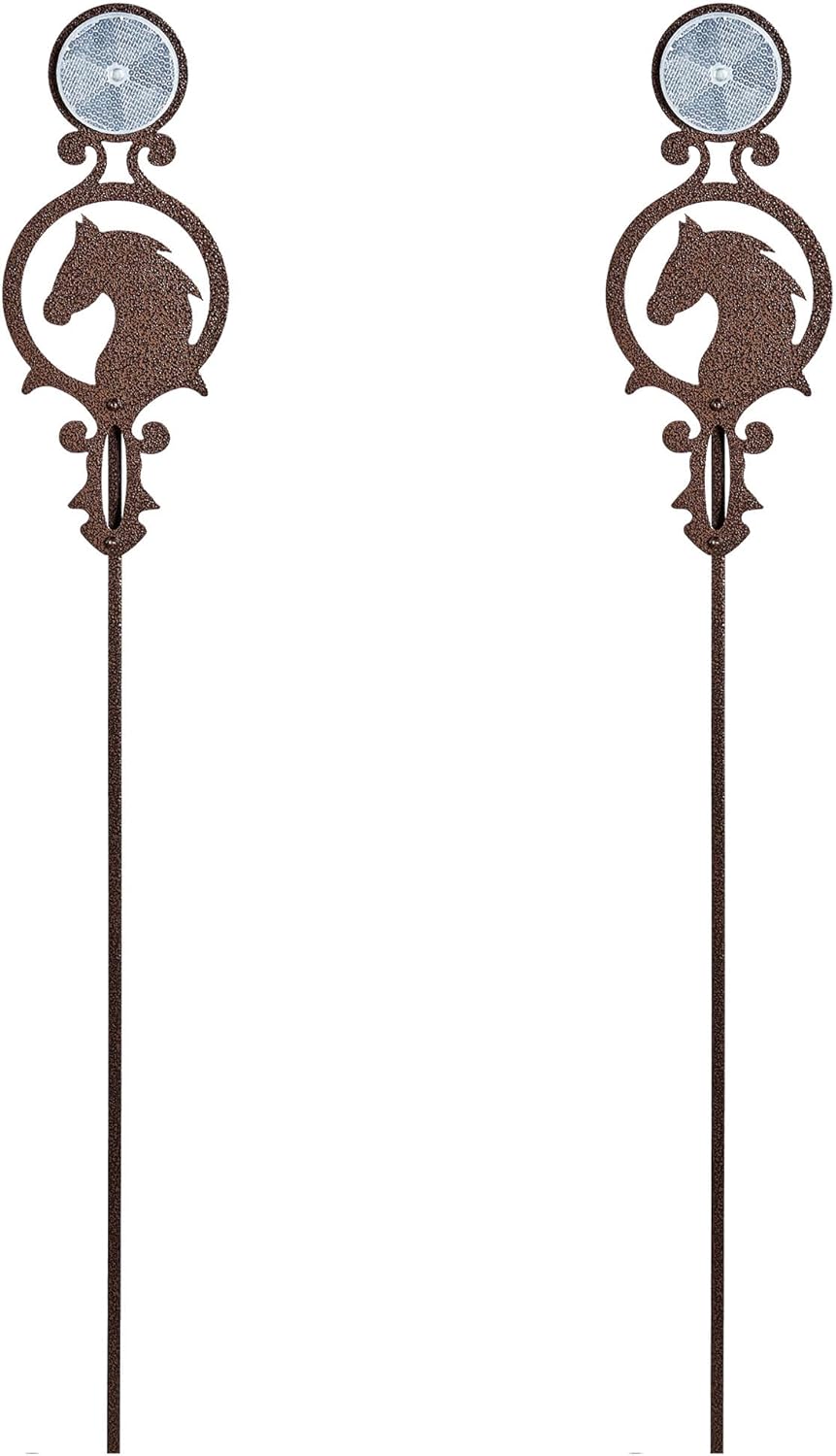 Touch of Class Pathways Reflective Driveway Marker Stake Set of Two for Outdoor Use | Horse Silhouette Design | Personalized Tall Reflector Set of 2 | Weathered Bronze Durable Finish