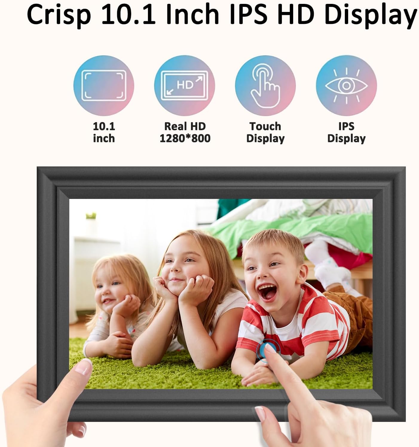 Digital Picture Frame WiFi 10.1 Inch Digital Photo Frame, Electronic Picture Frame, 16GB Storage, Auto-Rotate, IPS Touch Screen, Easy Setup and Share Photos and Videos via Free App from Anywhere