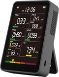 Professional Indoor Air Quality Monitor with AQI Alarms, Portable Real-Time Detector for Home Cars Plants and Pets (Glossy Black)