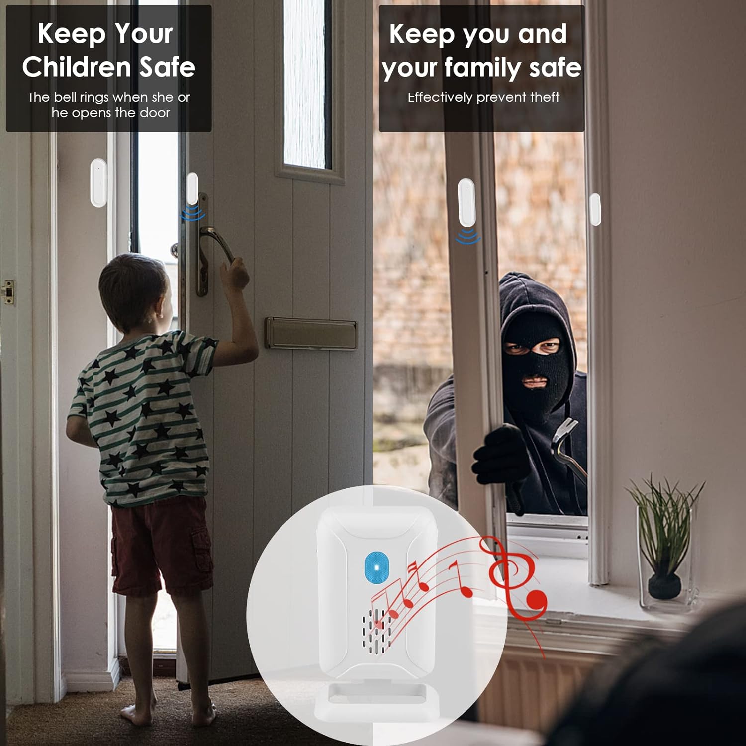 GREENCYCLE Wireless Door Open Chime - 1 Magnetic Door Alarm Sensor, Battery Operated, Can't Be Used Alone, Must Be Used with Receiver or Doorbell Set(B07H5GCSTM, B07H5H7215,B0DFWPMPKN,B0DKXZSZV6)